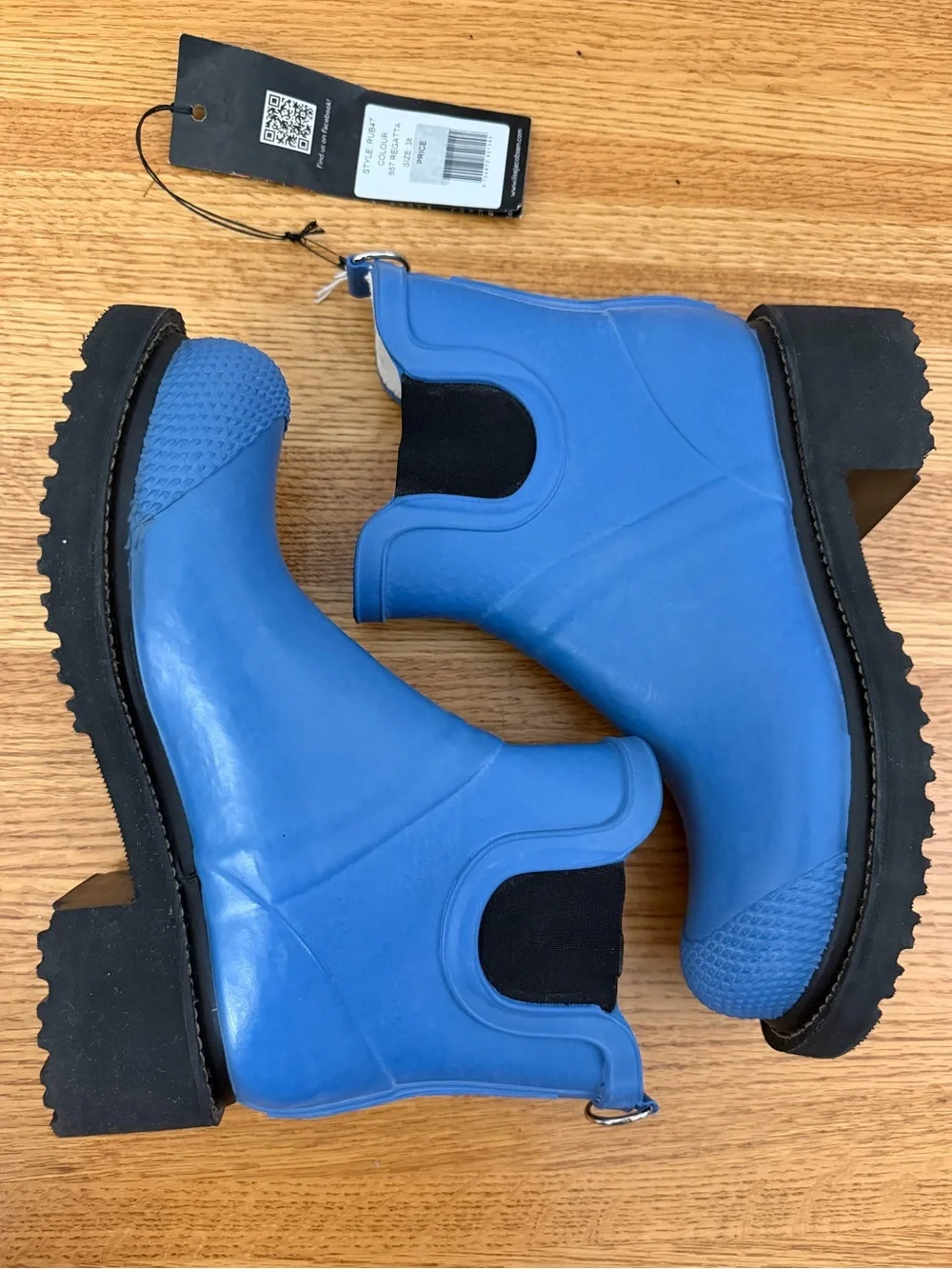 NWT Ilse Jacobsen Blue Rub 47 Short Waterproof Rain Boots Womens Size 38/8